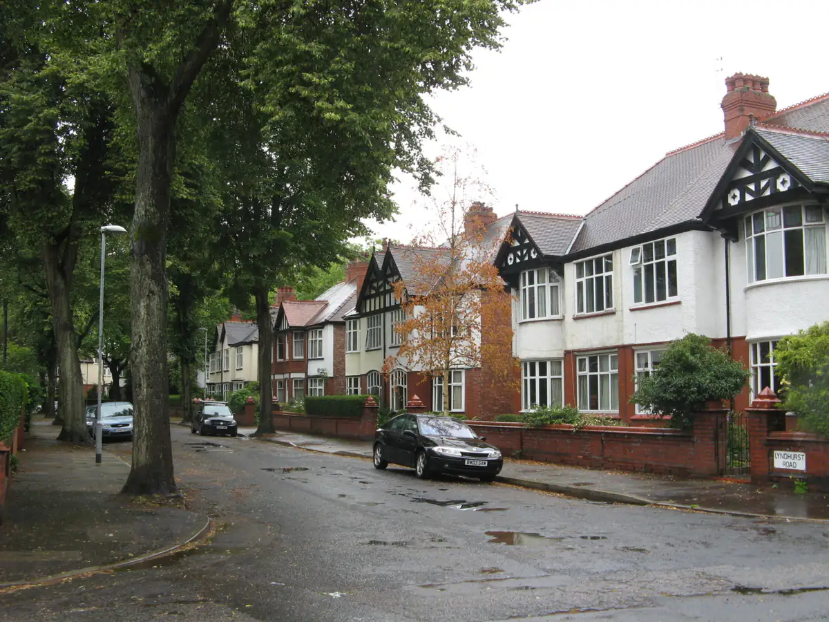 Semi-detached houses on Lyndhurst Road in West Didsbury